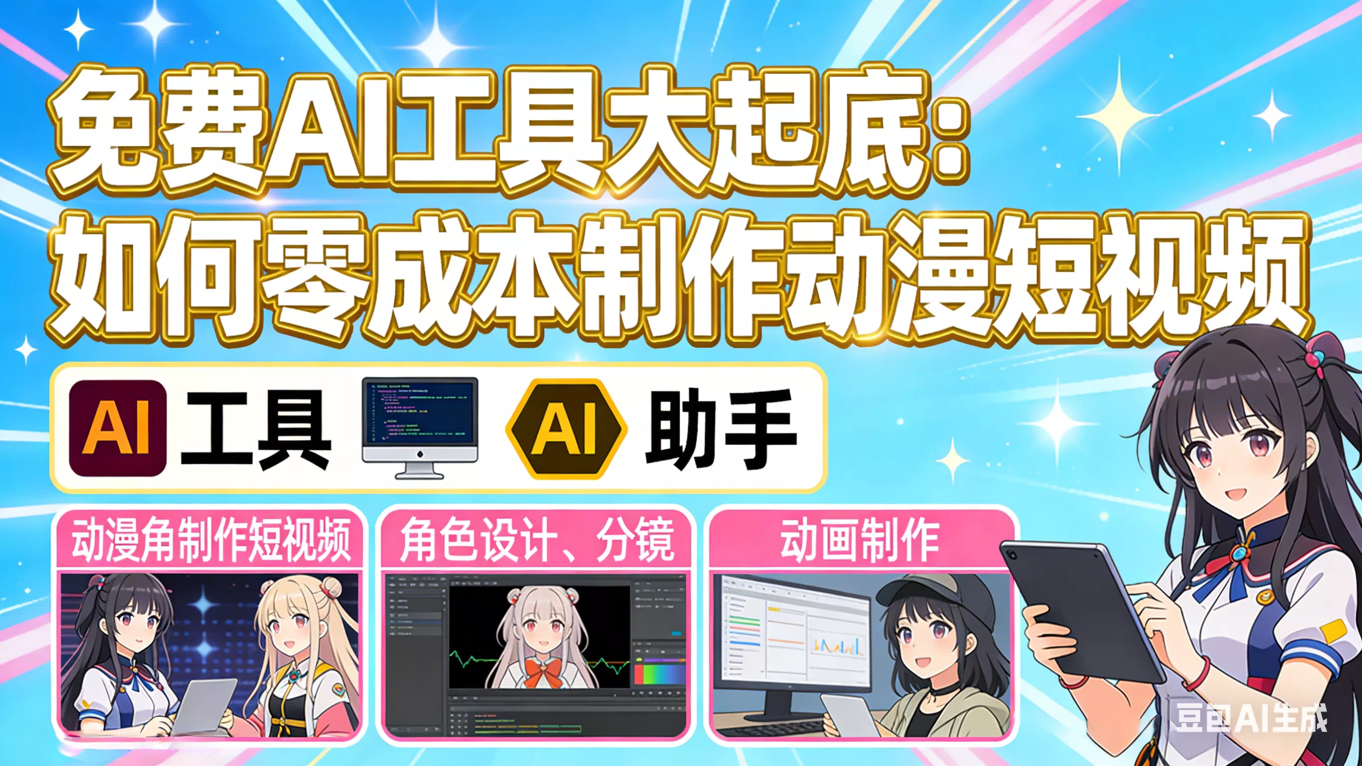 「免费AI工具大起底：如何零成本制作动漫短视频」封面图