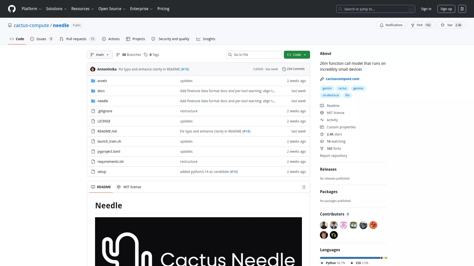 「Needle — 26M 参数工具调用模型」预览封面