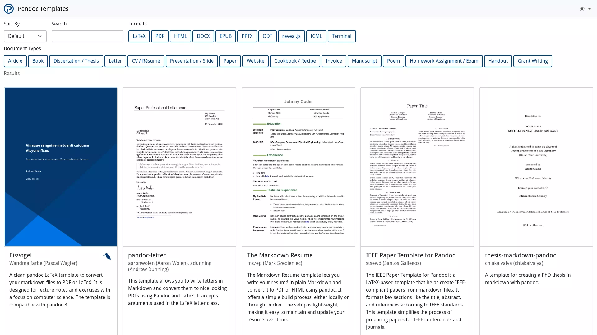 Pandoc Templates