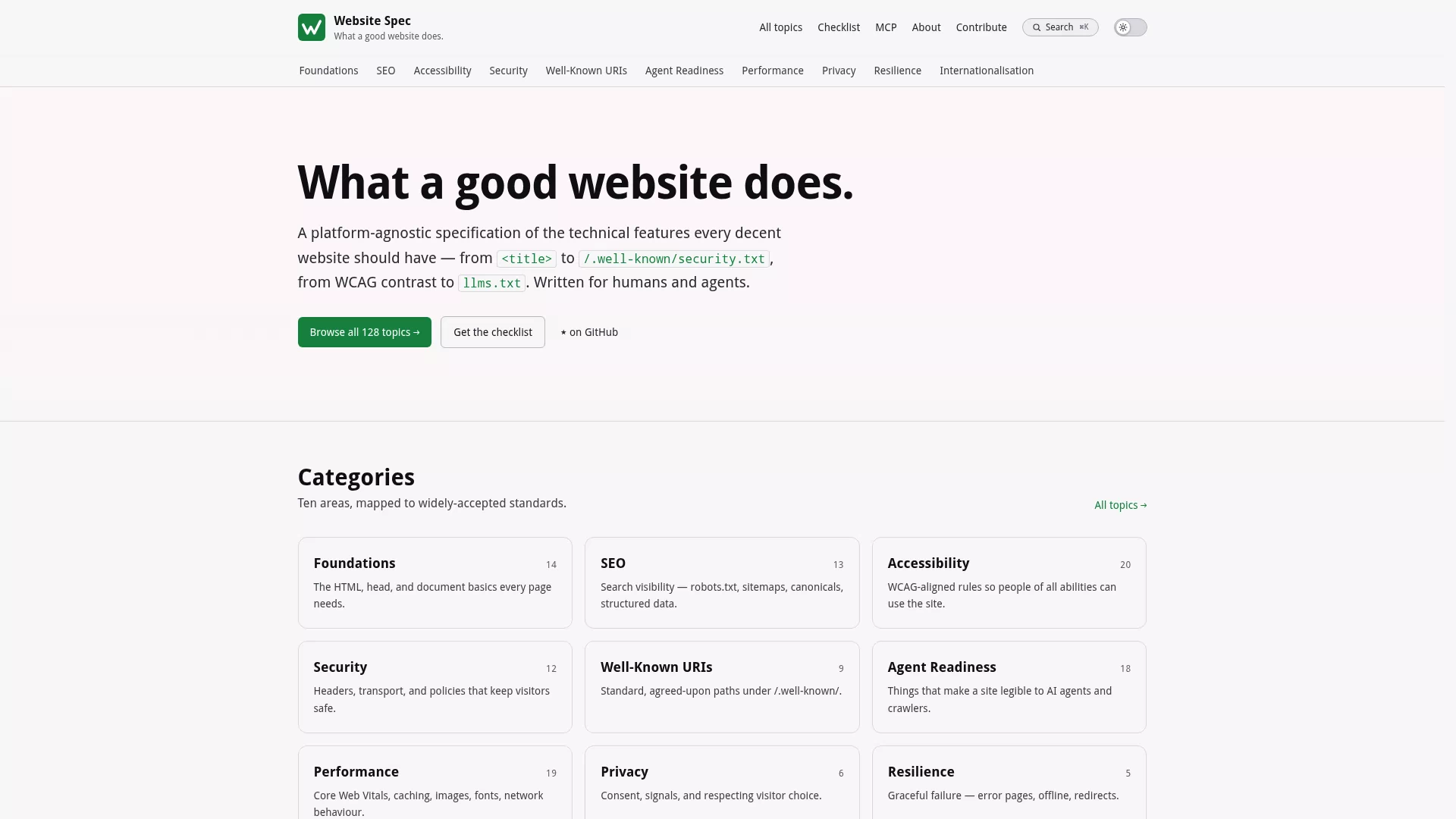 The Website Specification — 网站技术规范