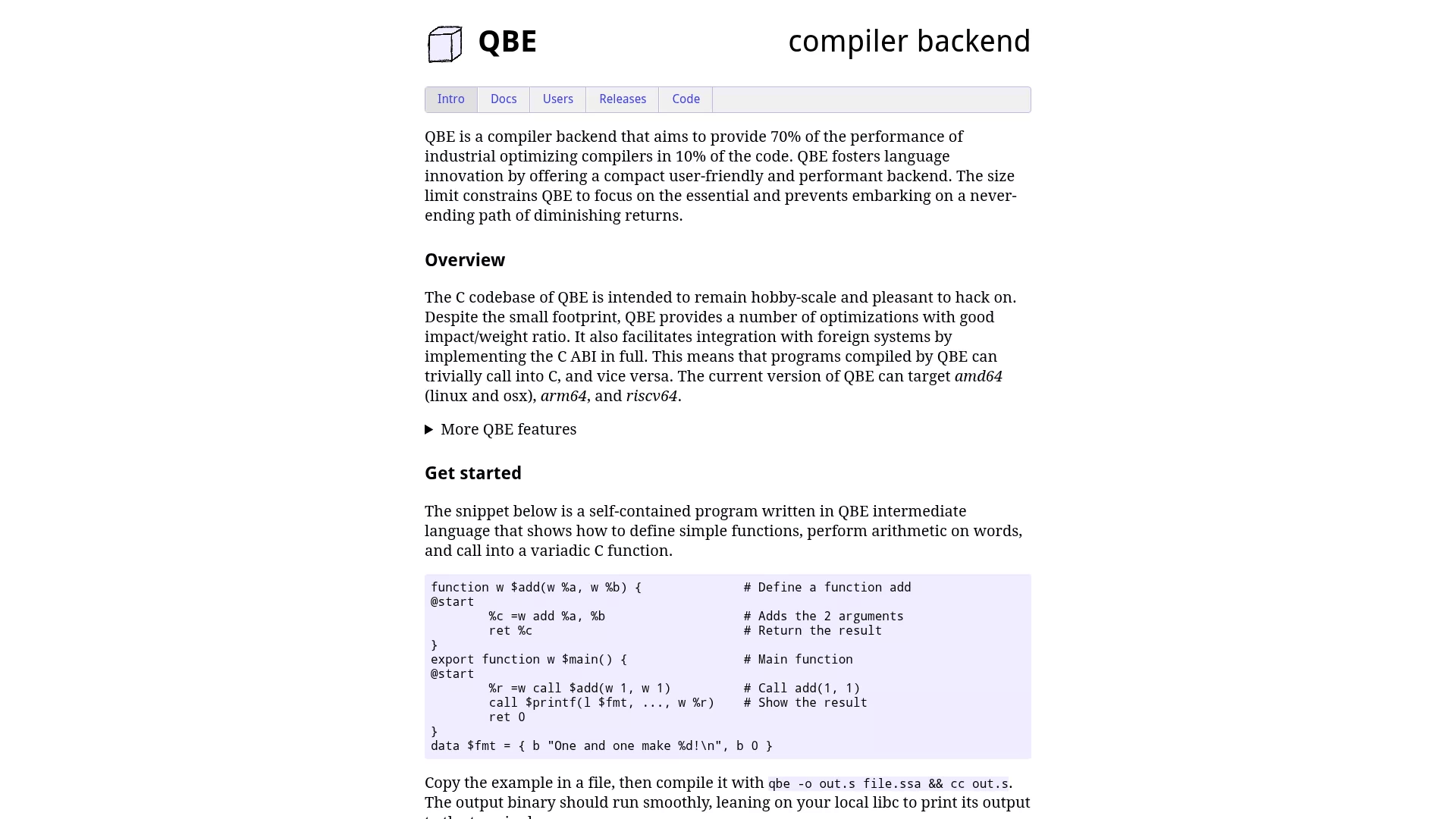 QBE 编译器后端